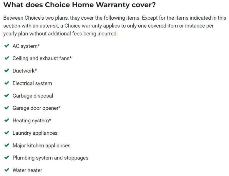 What does Choice Home Warranty cover?
